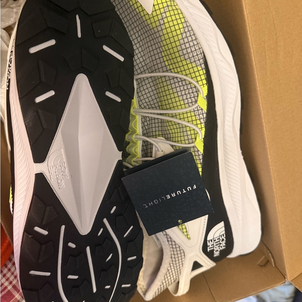 The North Face White and Neon Yellow Athletic Shoes